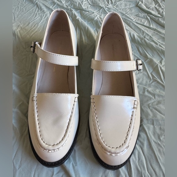 Anthropology Intentionally Blank Rafters Cream Matte Leather Mary Jane Heel 9 - Picture 2 of 8